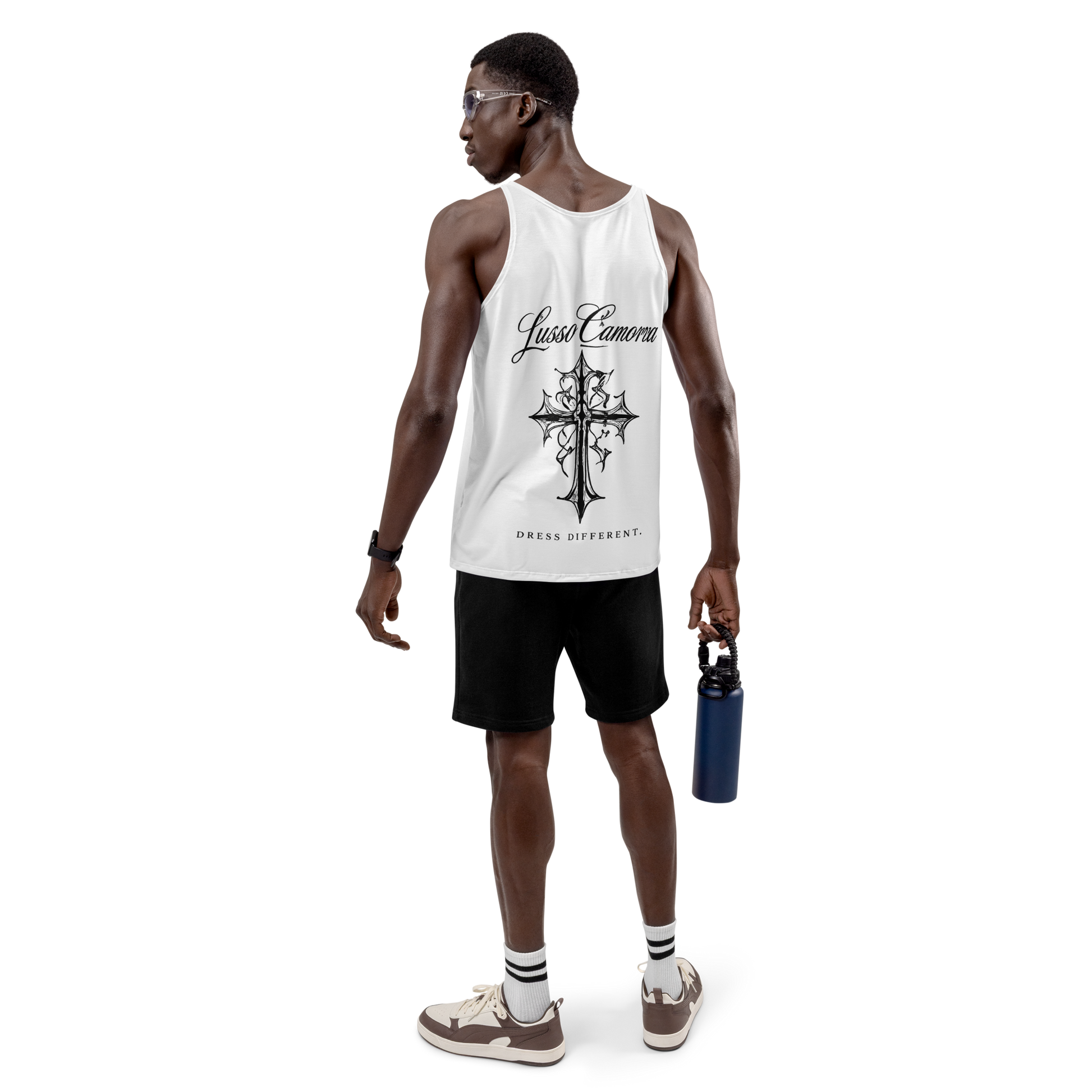 Lusso Camorra Tank Top — white, back view 1