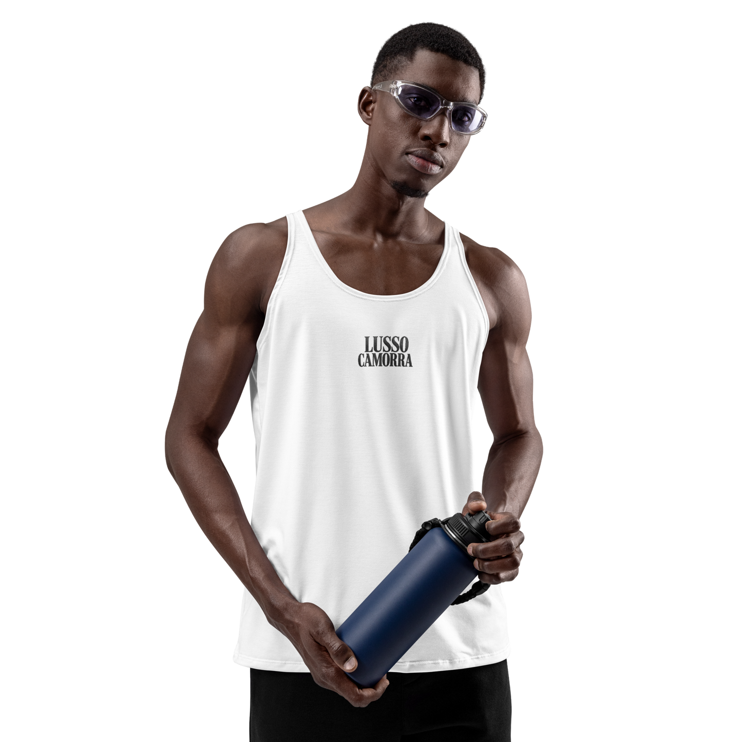 Lusso Camorra Tank Top — white, front view 1