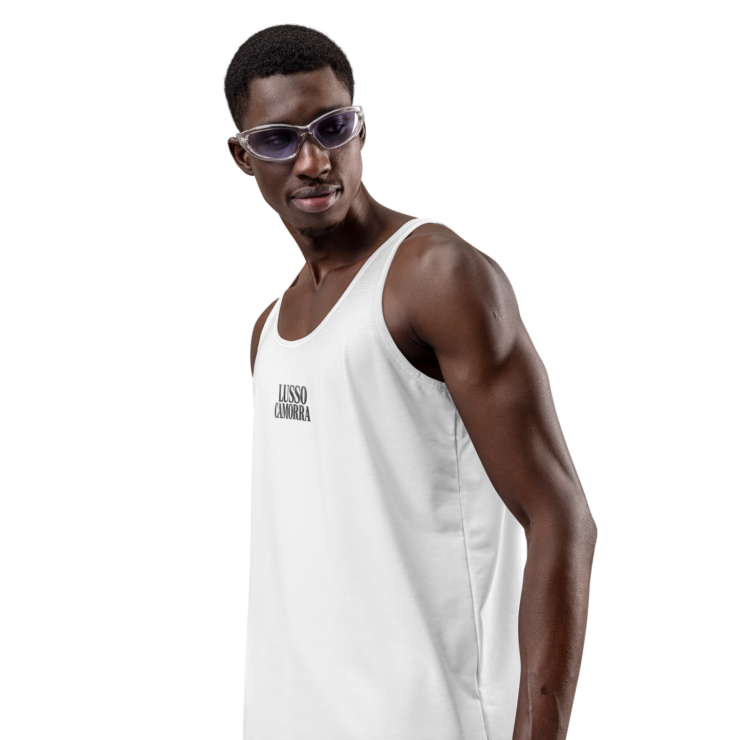 Lusso Camorra Tank Top — white, left side view