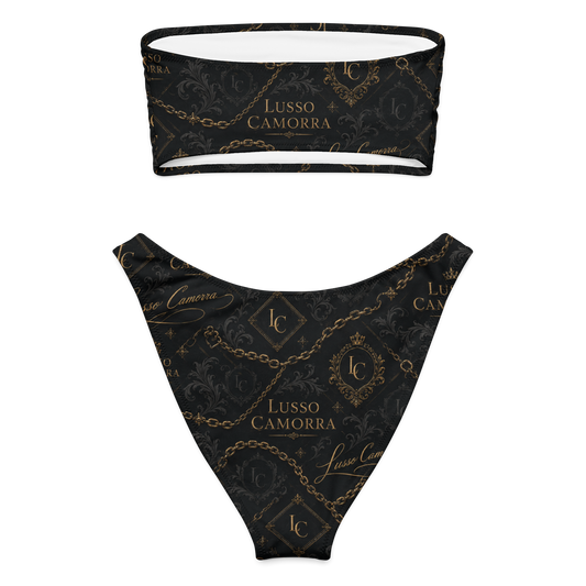Lusso Camorra Bandeau Bikini, white, back view