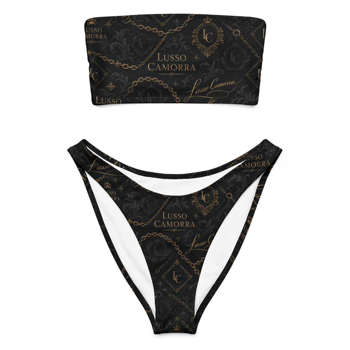 Lusso Camorra Bandeau Bikini, white, front view