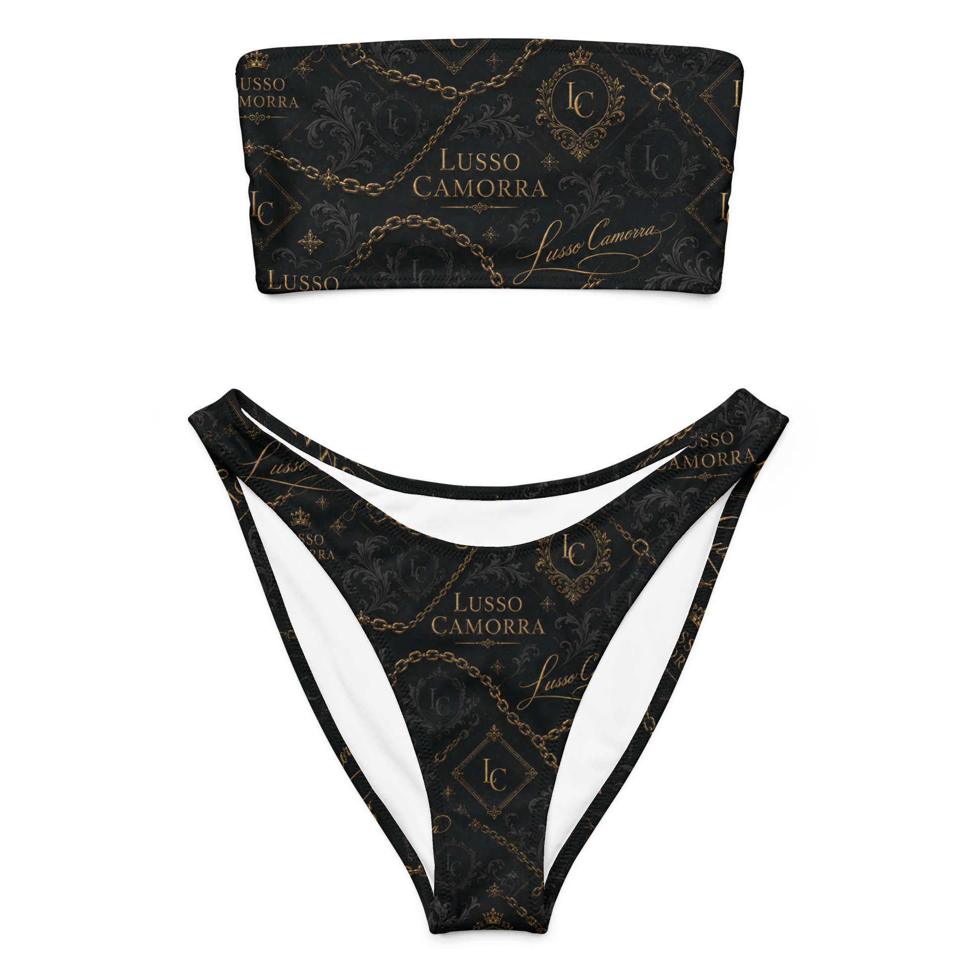 Lusso Camorra Bandeau Bikini, white, front view