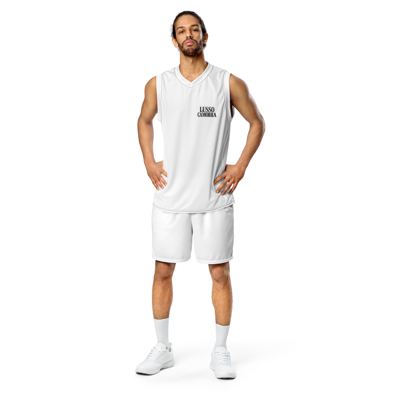 Lusso Camorra Basketball Jersey, white, front view